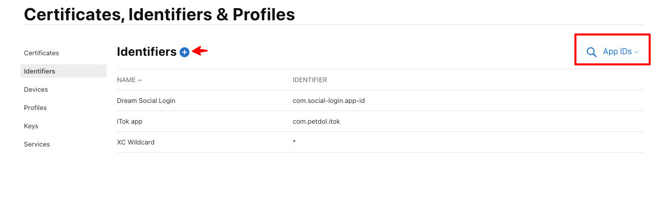 Apple Developer Certificates, Identifiers & Profiles