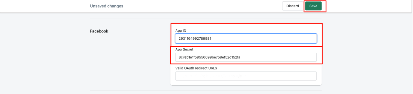 Dream Social Login 앱에 붙여넣기