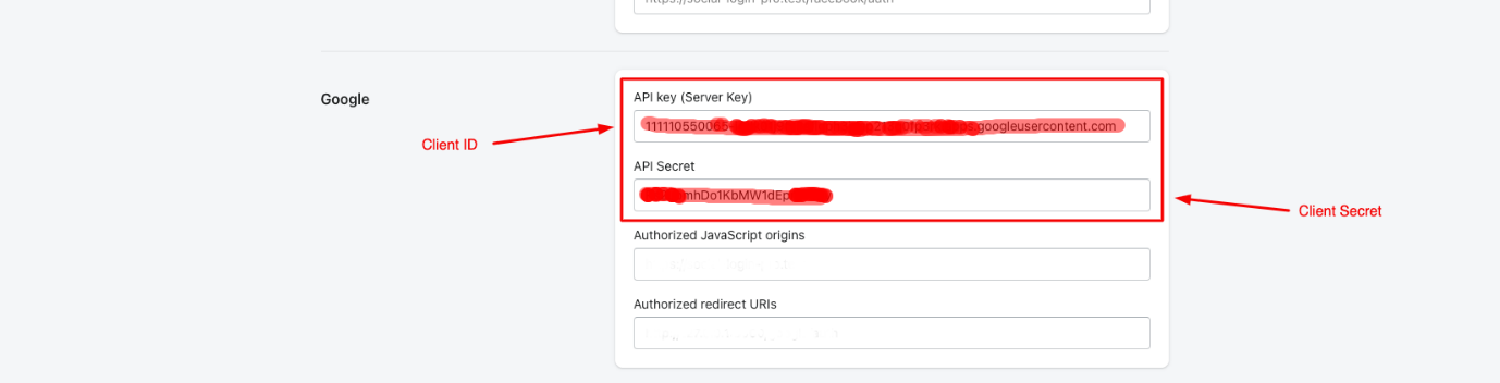 Dream Social Login 앱에 붙여넣기