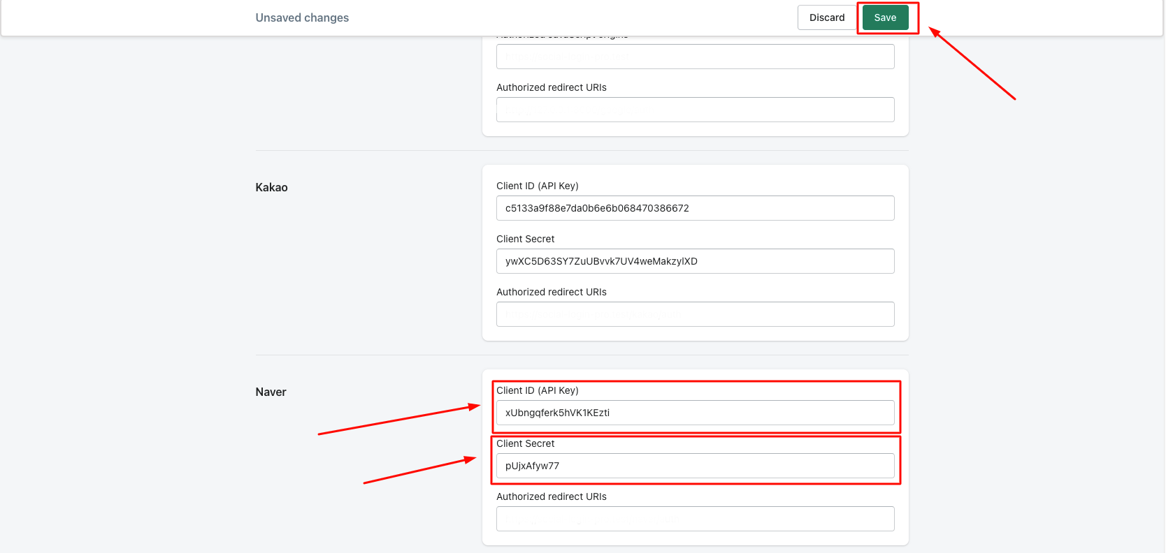 Paste into Dream Social Login app