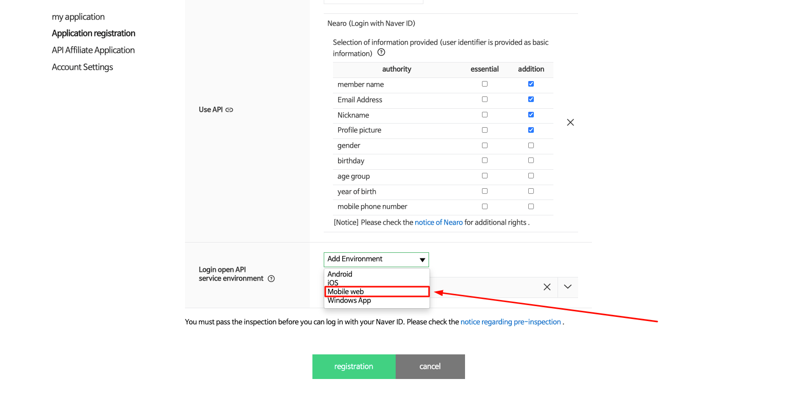 Add Mobile Web environment